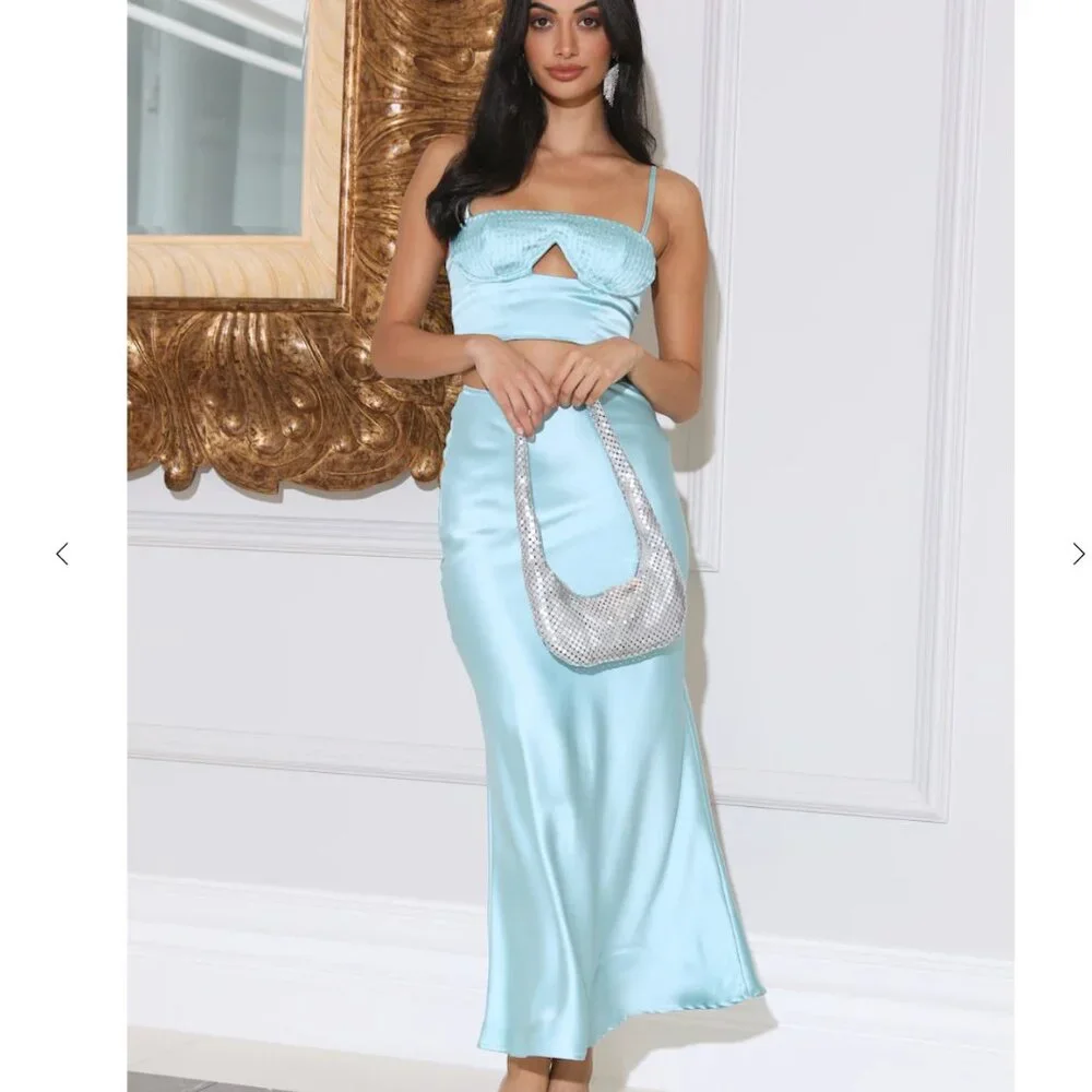 NEW! Cool Spritz Midi Skirt Blue